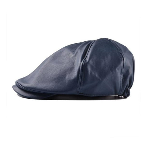 Unisex Vintage Leather Beret Cap Peaked Hat Newsboy Sunscreen 